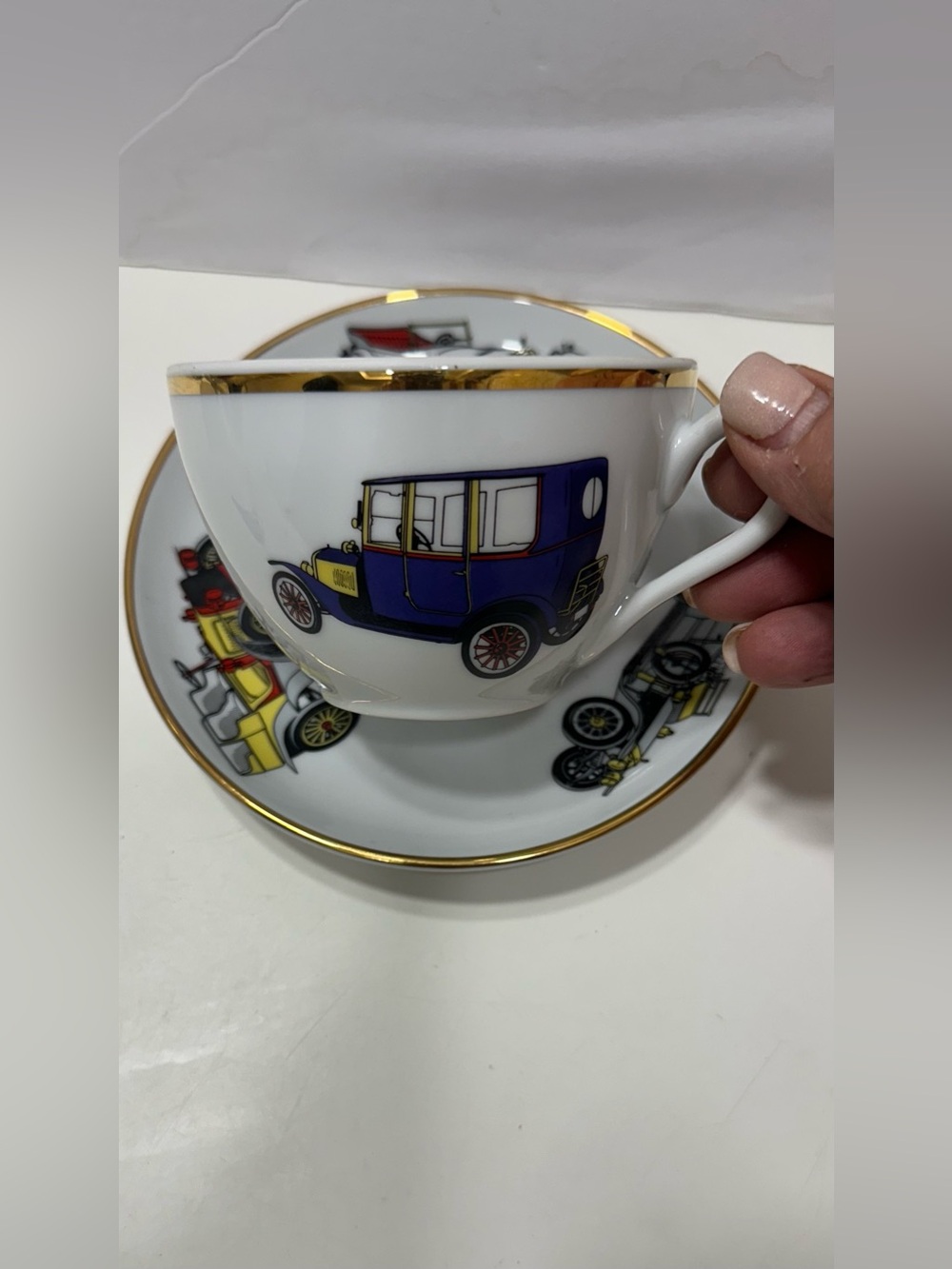 Princess House porcelain vintage cars design tea cup and saucer special person